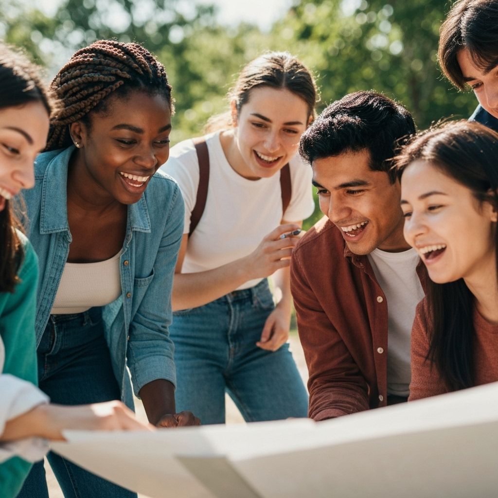 Diverse young students collaborating